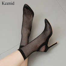 Kcenid botas de salto alto para mulheres, sapatos da moda em pvc transparente, de tecido elástico, tamanhos 35-42 2024 - compre barato