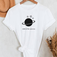 Camiseta com manga curta infantil do universo, camiseta feminina engraçada com manga curta e estética do espaço externo 2024 - compre barato