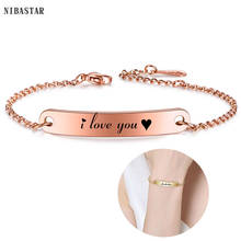 NIBASTAR Customize Women Chain Bracelet Engrave Name ID Personalized Jewelry Stainless Steel Adjustable Bangles For Girl Gift 2024 - buy cheap