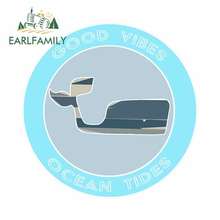 EARLFAMILY 13cm x 13cm For Blue Whale Good Vibes & Ocean Tides Bumper Window Stickers Custom Printing Vinyl Car Wrap Decoration 2024 - buy cheap