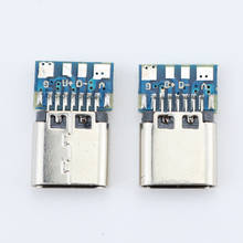 Chenghaoran 2 pçs micro usb 3.1 tipo c conector 14 pinos fêmea soquete receptáculo através de furos pcb 180 vertical escudo USB-C 2024 - compre barato