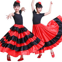 Meninas flamenco saia flamenco vestido espanhol coro palco desempenho dança cigana saia mulher vermelho bullfighting flamengo vestidos 2024 - compre barato