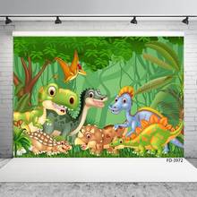 Cute Cartoon Dinosaur Animals Jungle Safari Birthday Party Photography Background Baby Shower Photo Booth Studio Backdrops Props 2024 - buy cheap