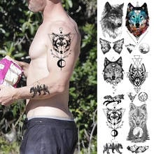 Coyote wolf bear tatuagens temporárias para mulheres geométrico falso montanha tatuagem realista preto moda tatoos à prova dwaterproof água 2024 - compre barato