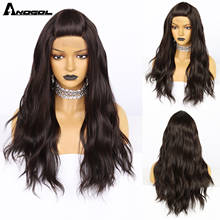 ANOGOL #4 Natural Black Synthetic Lace Front Wigs with Baby Hair for Women Long Water Wave Heat Resistant Futura Hair Wigs 2024 - buy cheap