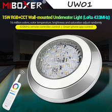 Miboxer observ01 lâmpada inteligente, 15w rgb + cct luz subaquática montagem na parede (lora 433mhz), controle remoto por aplicativo wi-fi, ip68, luz de piscina 2024 - compre barato