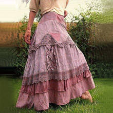 Vintage Women's Medieval Skirt Lace Stitching Large Hem Cake Skirt Halloween Costumes Lolita Steampunk Renaissance Clothing 2021 2024 - buy cheap
