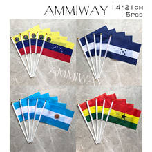 AMMIWAY-Bandera nacional de mano pequeña con poste, de Ghana, Argentina, Argentina, país del mundo, para agitar a mano, 14x21cm, 5 unidades 2024 - compra barato