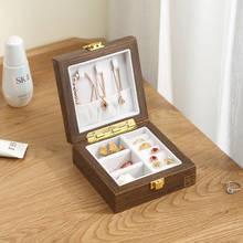Casegrace-mini caixa de madeira magnética, organizador, viagem, madeira, veludo, colar, brincos, caixa de joias pequena 2024 - compre barato