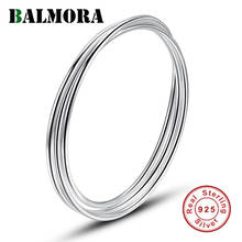 Pulseira de prata esterlina 3 olheiras balmora 925, bracelete redondo para mulheres, presente de meninas, joias simples de moda, pulseira com laço de 18cm 2024 - compre barato