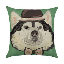1 Pcs Animal Dogs Pillowcase Cotton Linen Throw Pillow Dog Cushion Cover Car Home Decoration Sofa Decor Decorative Pillowcase 2024 - buy cheap