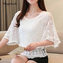 2020 Summer New Chiffon Blouse Cotton Edge Lace Blouses Shirt Butterfly Flower Women Shirt tops fashion woman blouses 4073 50 2024 - buy cheap