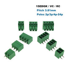 Bloco de terminais conector fêmea e macho pcb plugável 3.81mm, pino reto vertical 2 ~ 10p, edgk + vc/rc 2024 - compre barato