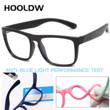 HOOLDW-Gafas de bloqueo de luz azul para niño y niña, lentes transparentes cuadradas para ordenador, montura óptica, UV400 2024 - compra barato