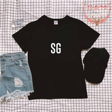 Новое поступление, футболки с буквенным принтом SG, женская модная футболка в Корейском стиле Kpop Tumblr, уличная одежда в стиле Харадзюку, женские поклонники, повседневные футболки, топы 2024 - купить недорого