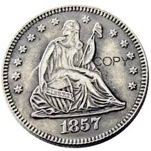 США 1857 1857-о 1857-S Сидящая свобода четверть долларов различные Мятные посеребренные 25 центов копия монеты 2024 - купить недорого