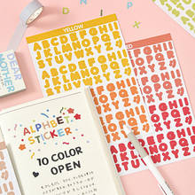 2 hojas de pegatinas de letras de colores, cinta adhesiva del alfabeto Kawaii, álbum de recortes, planificador, decoración, papelería coreana 2024 - compra barato