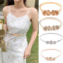 Cinturones elásticos con forma de hoja de oro plateado para mujer, faja de diseño de boda, Cinturón fino elástico de metal 2024 - compra barato
