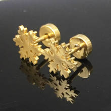 Brincos parafuso dourado com flor de neve, joia estilosa, 1 par 2024 - compre barato