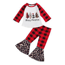 Christmas Girls Clothes Set 2pcs Toddler Kids Girls Ruffle T-shirt Tops Long Pants Girls Fall Outfits Children Clothing Set 1-5Y 2024 - buy cheap