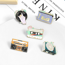 20/Lot Cartoon Radio Phonograph Rock CD Record Tape Badge Alloy Metal Brooch Figures Pin For Lapel Action Toy 2024 - buy cheap