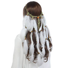 Haimeikang étnico pena bandana para as mulheres sonho apanhador festival cabeça banda ajustável hairbands boêmio acessórios de cabelo 2024 - compre barato