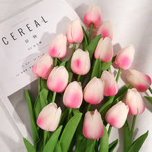 10 pçs flores artificiais de tulipas, adereço de tiro de fotos de buquê pu enfeites de flores falsas, fundo de fotografia para decoração de jardim de casa 2024 - compre barato