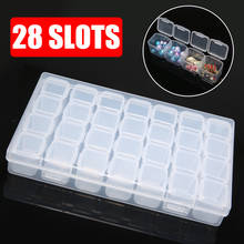 Caja de almacenamiento desmontable para decoración de uñas, caja de almacenamiento transparente con 28 ranuras para diamantes de imitación, cuentas, joyería 2024 - compra barato