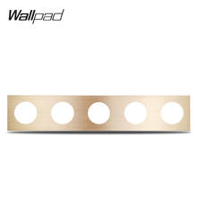 L6 DIY Quintuple 5 Frame Gold Panel Brushed Aluminum For Wall Switch Socket Metal Plate Free Combination, 430*86mm 2024 - buy cheap
