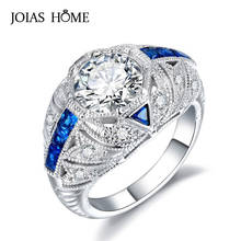 JoiasHome Classic 925 Sterling Silver Rings For Women With Blue Sapphire Gemstones Zircon Women Party Wholesale Gift Size 6-10 2024 - buy cheap