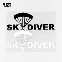 YJZT 16, 7 х7, 3 см забавные автомобильные наклейки Skydiver с парашютом автомобильные стеклянные виниловые наклейки черные/серебряные 10A-0058 2024 - купить недорого