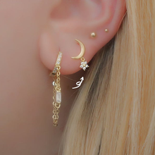 100% 925 sterling silver women girls shooting star moon stud earring minimal delicate gold Vermeil 5A Sparking bling cz jewelry 2024 - buy cheap