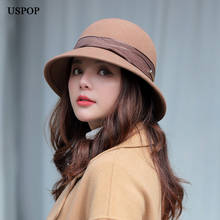USPOP Women wool Fedoras female winter thick geniue wool hats bucket hats 2024 - buy cheap