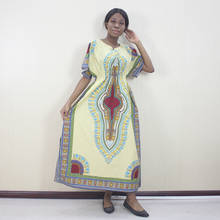 African Dresses For Women 100% Cotton Dashiki Pattern Printed Elegant Boho Style Fashion Party Dresses 2024 - buy cheap