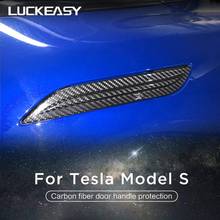 Faixa de fibra de carbono para decoração de porta de carro, luckeasy para tesla model s 2004-2012 2024 - compre barato