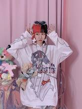 Japonês legal menina hip hop retro feio bonito engraçado dos desenhos animados solto topo moletom moletom com capuz 2024 - compre barato