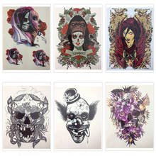 Hot Sale 21 X 15 CM Purple Skull Beautiful Temporary Tattoo Stickers Temporary Body Art  Waterproof 2024 - buy cheap