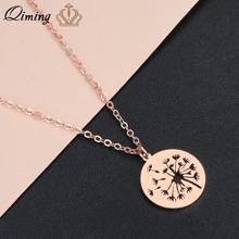 QIMING Sweet Dandelion Wishing Necklace For Women Girls Round Penant Lucky Amulet Plant Best Wishes Necklaces Collar 2024 - buy cheap
