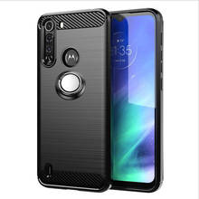 Motorola One fusion Case Luxury Brushed Carbon Fiber Phone Case For Moto One fusion G 5G Plus Magnetic Ring Holder Cover Case 2024 - buy cheap