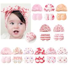 Newborn Baby Anti-scratch Gloves Knotted Hat Set Handguard Cotton Mittens Beanie Cap Kit 2024 - buy cheap