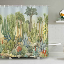 Cortina de chuveiro cactus plantas paisagem natureza cortina para o banheiro 2024 - compre barato