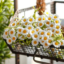 8 cabeças branco margarida flores artificiais ramo longo buquê para casa decoração do jardim casamento diy flor de noiva alta qualidade 2024 - compre barato