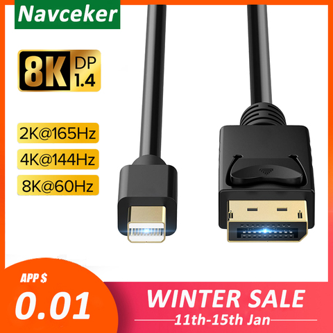 Navceker 4k 144hz Thunderbolt Mini Displayport To Displayport 1 4 Cable Adapter Mini Dp To Dp Converter Cable Dp Cable Macbook Buy Cheap In An Online Store With Delivery Price Comparison Specifications Photos
