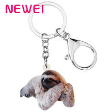 NEWEI Acrylic Lovely Grey Sloth Keychains Key Ring Cute Print Animal Jewelry For Women Girls Gift Bag Wallet Fashion Decoration 2024 - buy cheap