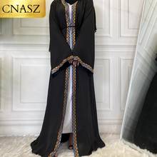 Nova moda muçulmano abaya em dubai roupas islâmicas para mulher jilbab djellaba robe musulmane turco baju robe kimono kaftan 2024 - compre barato
