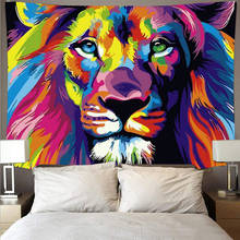 psychedelic lion  tapestry abstract wall hanging carpet bedroom decor animal blanket wall cloth 2024 - buy cheap