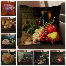 Funda de cojín de lino para el hogar, cubierta de cojín con diseño de fruta, flores, artista ruso, Alexei, Antonov, pintura al óleo 2024 - compra barato