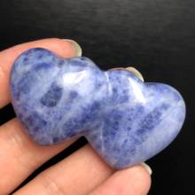 Natural  crystal carved double heart earth specimen mineral reiki healing chakras 2024 - buy cheap