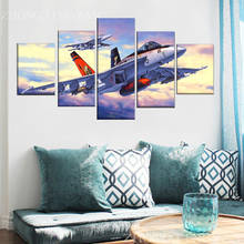 5 Piece Military Boeing Aircraft Jet Fighter Painting Canvas HD Print Poster Home Decorative Wall Art Modular Pictures Framework 2024 - buy cheap