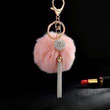 Pom Poms Imitated Rabbit Fur Key Chain With Tassel Bag Pendant Acessories Hanging Key Ring Holder Car Ornamen Jewelry EH116 2024 - buy cheap